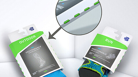 Printed wraparound packaging for socks