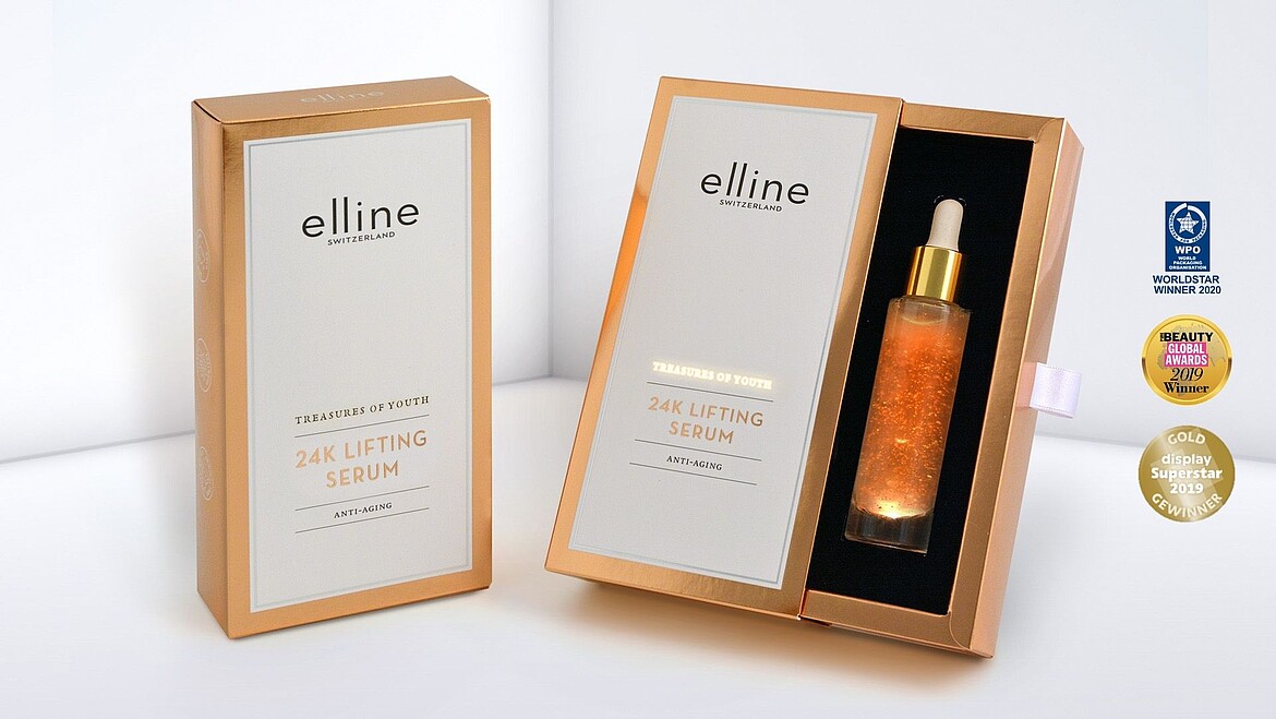 Slider box for serum with golden details