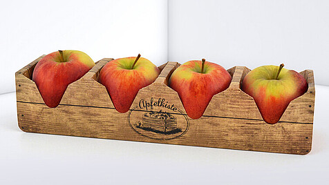 Grass-green packaging with lots of edges for apples