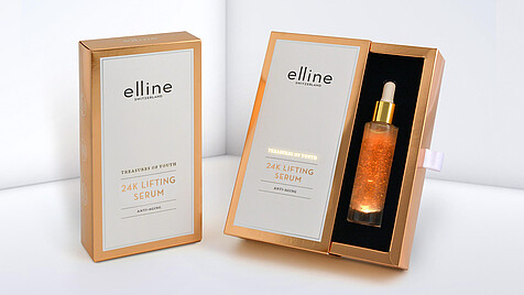 White gold pull-out packaging for cosmetic serum