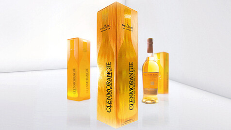 Orange printed folding box for bottles
