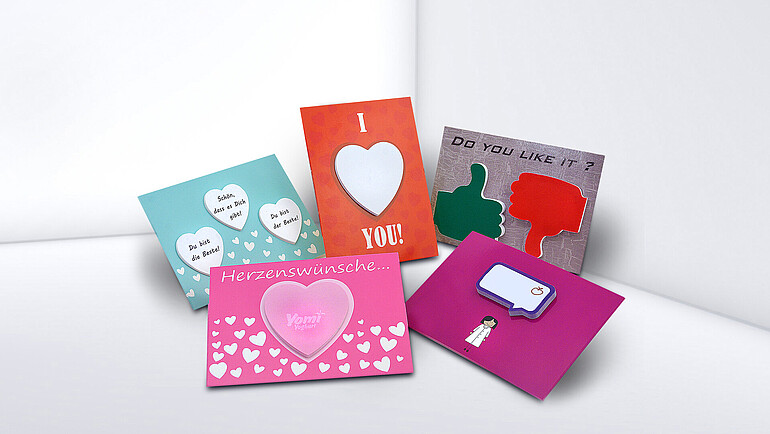 Different cards with imprint and 3D effect