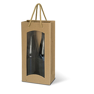 Carrying bag for wine and sparkling wine bottles flute nature