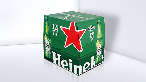 Printed outer packaging for 12 beer bottles