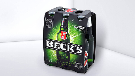 Printed cardboard wrap for 6 beer bottles
