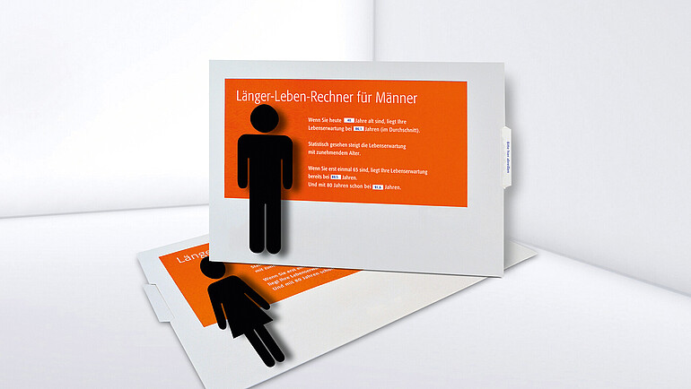 Square rotating disc printed with text and woman/man icon