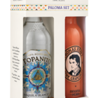 Perola’s Topanito Paloma Set brings together Blanco Tequila and Thomas Henry Pink Grapefruit in gift packaging developed by Karl Knauer. Two large windows provide a clear view of the bottles. © Perola