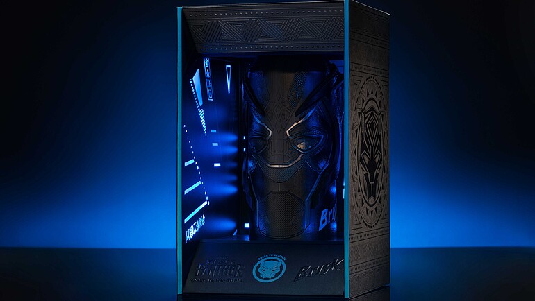 Black box with window and blue lighting