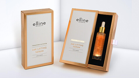 White gold pull-out packaging for cosmetic serum
