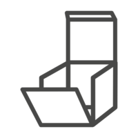 Grey icon of a folding box