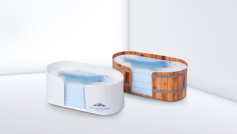 Oval note box with a bathtub design