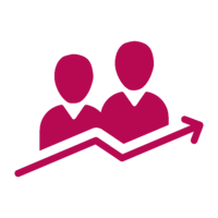 Icon, people with an upward arrow