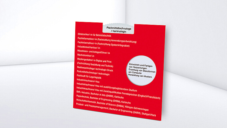 Square, red rotating disc printed with text