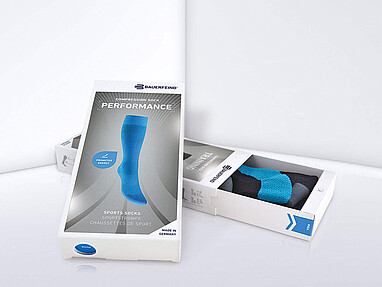 Bedruckte Schiebeschachtel für Sportsocken