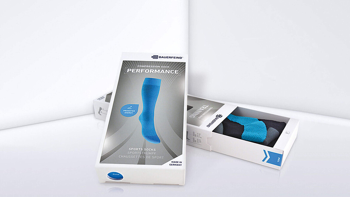 Printed sliding box for sports socks