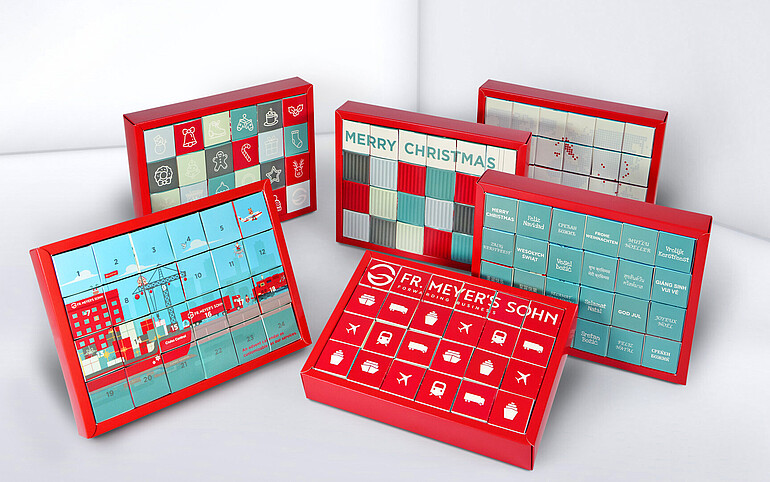 The six designs on the puzzle Advent calendar for logistics company Fr. Meyer's Sohn