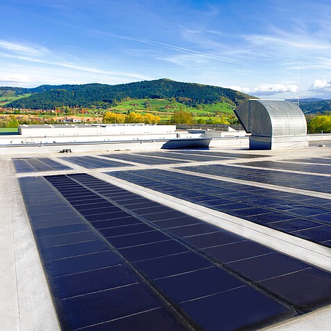 Flat roof with solar panels