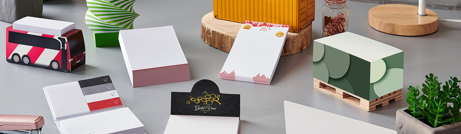 Advertising media made from cardboard and paper.