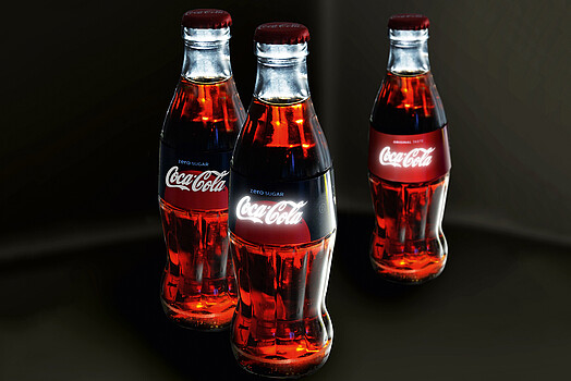 Coca-Cola bottles with illuminated label