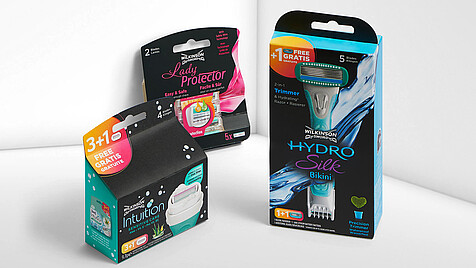 Folding box for razors and razor blades in various sizes