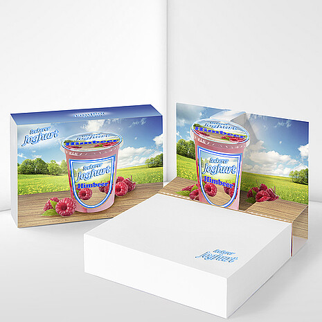 White adhesive note pad in 3D look cover with yoghurt design